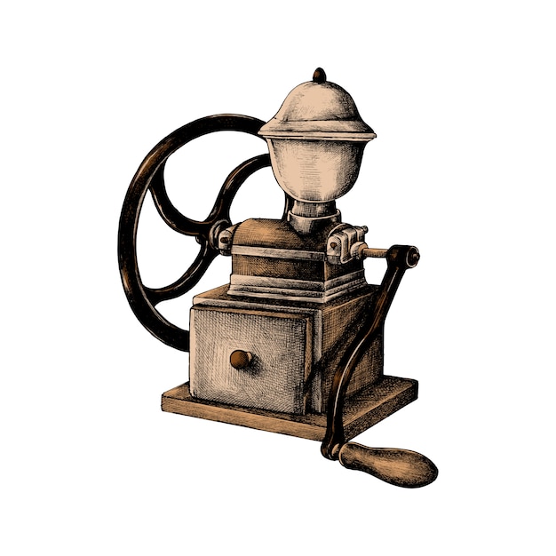 Download Hand drawn retro coffee grinder | Free Vector