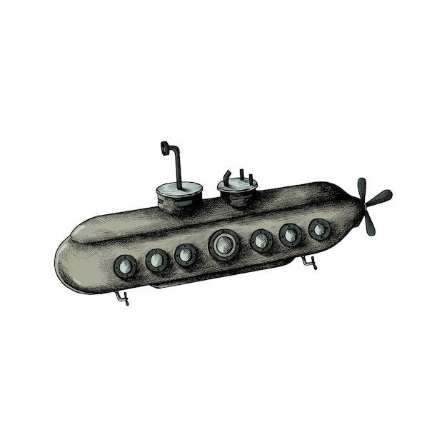 Free Vector | Hand drawn retro submarine