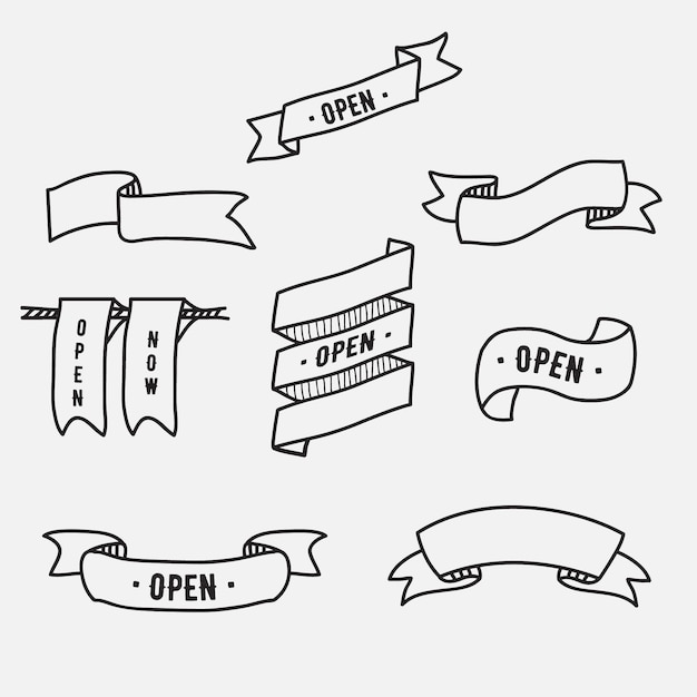 Download Hand drawn ribbon collection Vector | Free Download