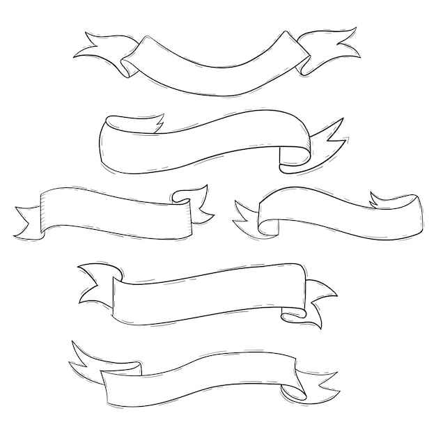 Premium Vector | Hand drawn ribbon doodle elements