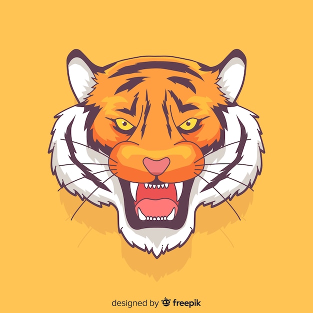 Hand drawn roaring tiger background Vector | Free Download