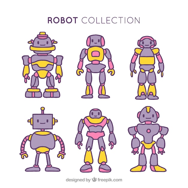 Free Vector | Hand drawn robots collection