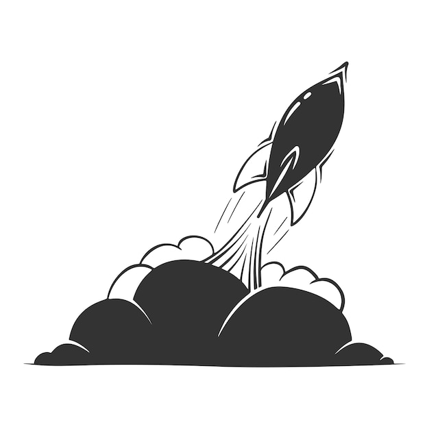 Premium Vector | Hand drawn of rocket with smoke clouds, isolated on ...