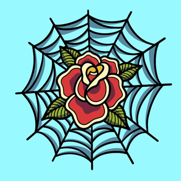 Premium Vector Hand drawn rose inside spider web