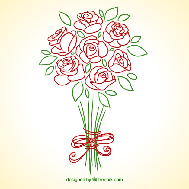 Hand drawn roses bouquet Free Vector