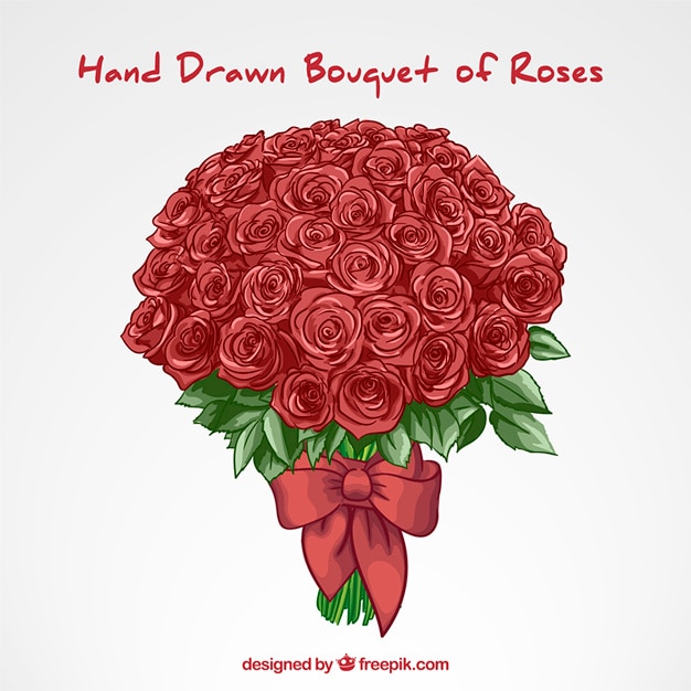 Hand drawn roses bouquet