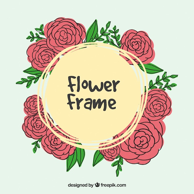 Hand drawn roses frame background