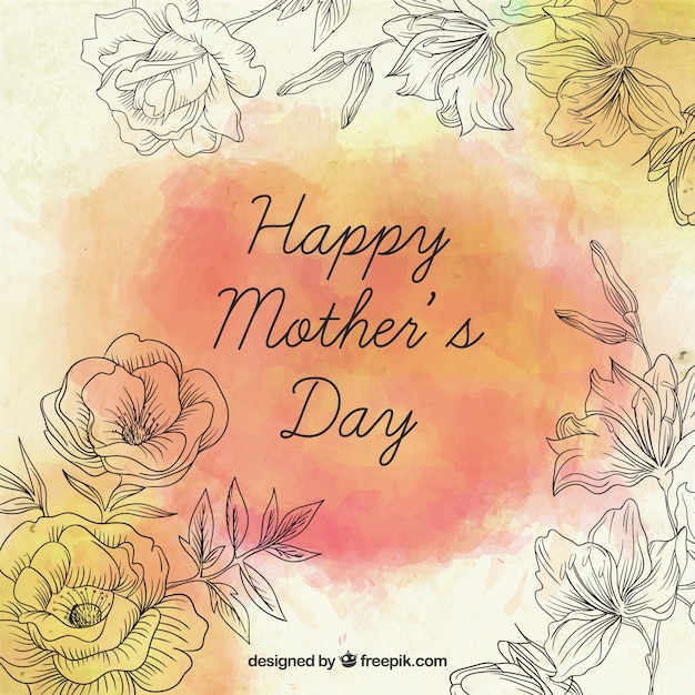 Download Hand drawn roses mother's day card Vector | Premium Download