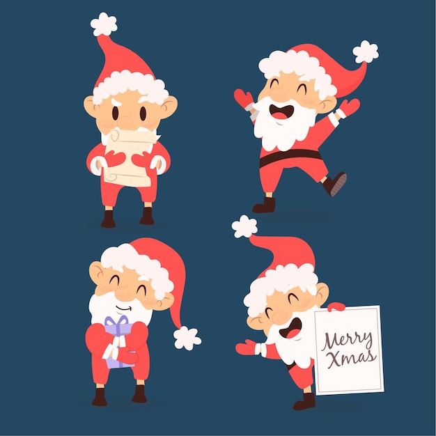 Free Vector | Hand drawn santa claus character pack