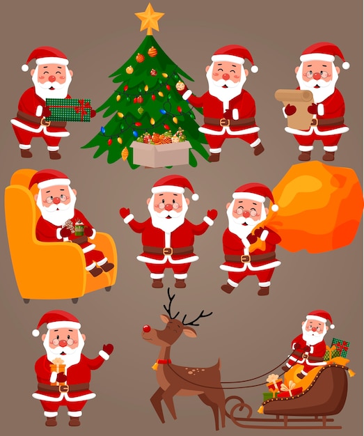 Premium Vector Hand Drawn Of Santa Claus Collection Illustration