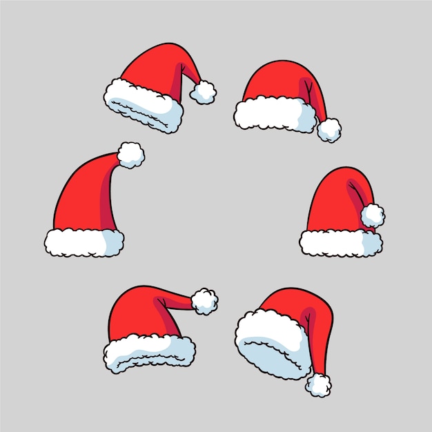 Download Free Vector | Hand drawn santa claus hat collection