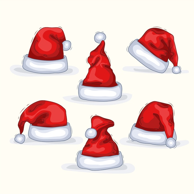 Free Vector | Hand drawn santa claus hat collection