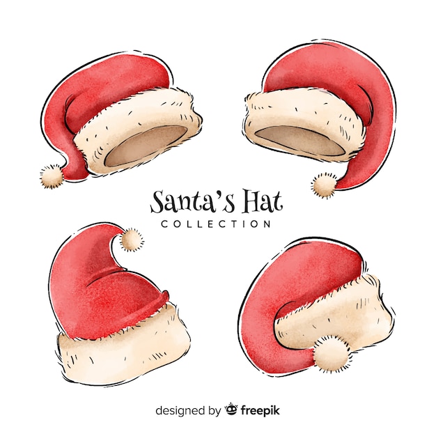 Free Vector | Hand drawn santa claus hat collection