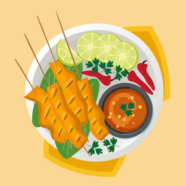 Free Vector Hand Drawn Satay Illustration 0375