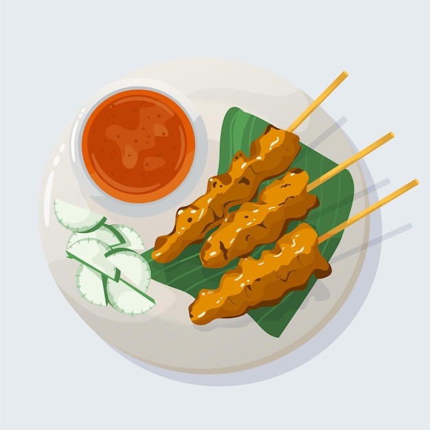 Free Vector Hand Drawn Satay Illustration