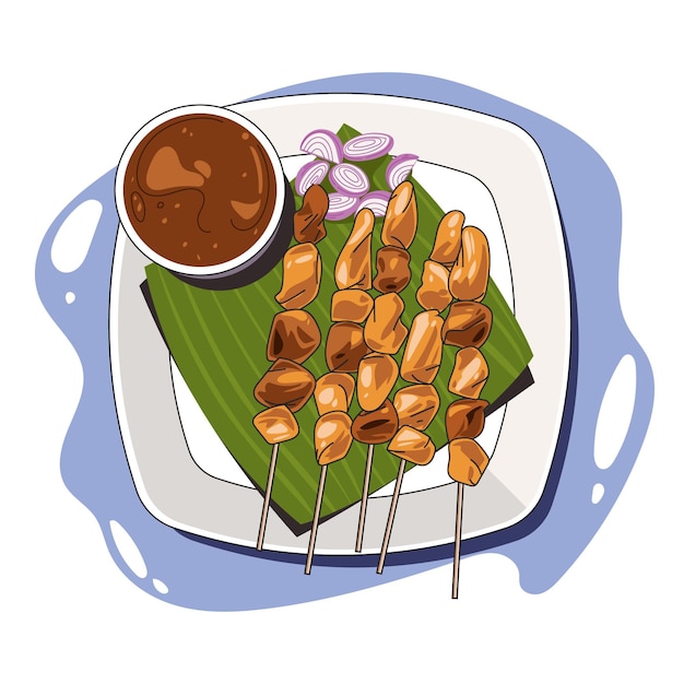 Free Vector Hand Drawn Satay Illustration 6168