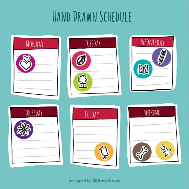 Hand drawn schedule with drawings Vector Premium Download