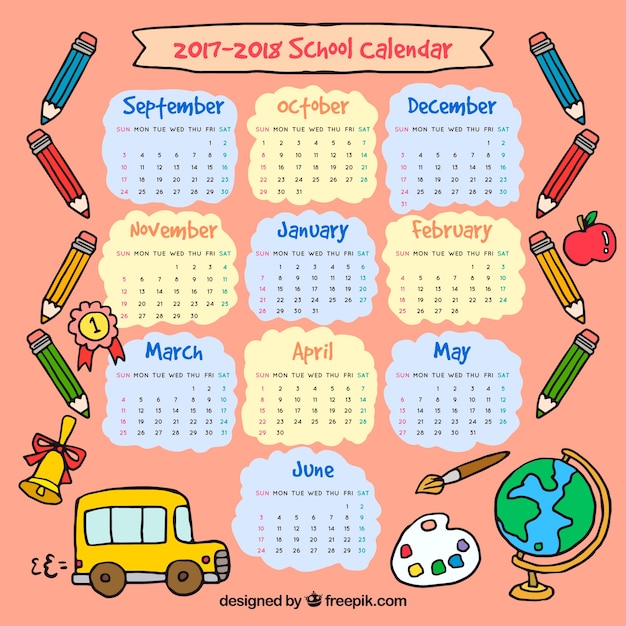 Download Vector - School calendar with material drawings - Vectorpicker