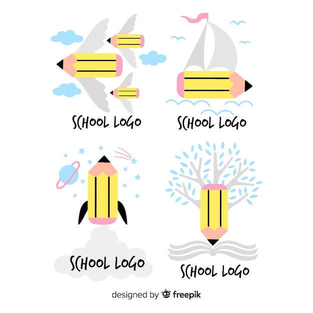 Download Free Hand Drawn School Logo Collection Free Vector Use our free logo maker to create a logo and build your brand. Put your logo on business cards, promotional products, or your website for brand visibility.