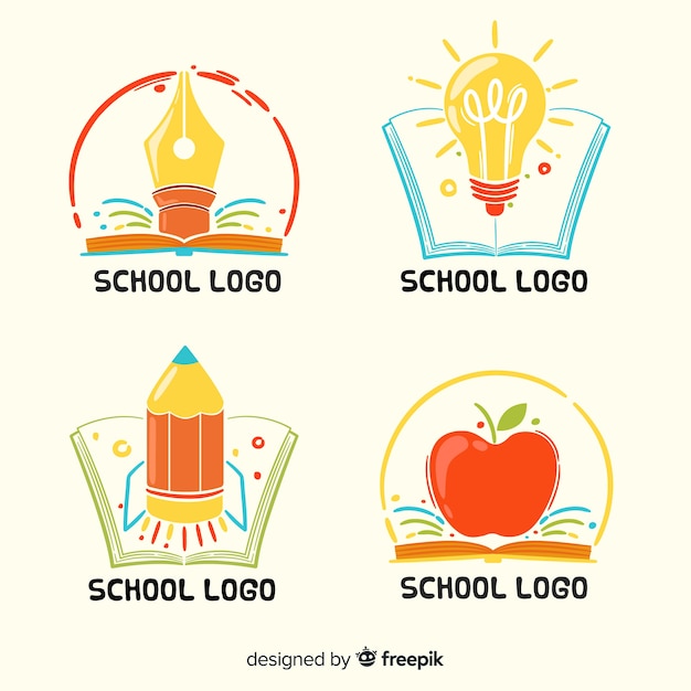 Download Free Hand Drawn School Logo Collection Free Vector Use our free logo maker to create a logo and build your brand. Put your logo on business cards, promotional products, or your website for brand visibility.