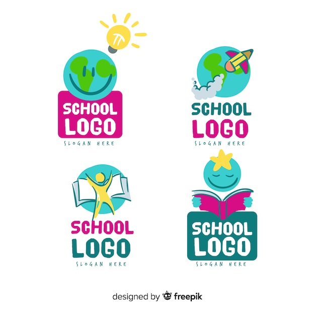 Download Free Download Free Hand Drawn School Logo Template Collection Vector Use our free logo maker to create a logo and build your brand. Put your logo on business cards, promotional products, or your website for brand visibility.