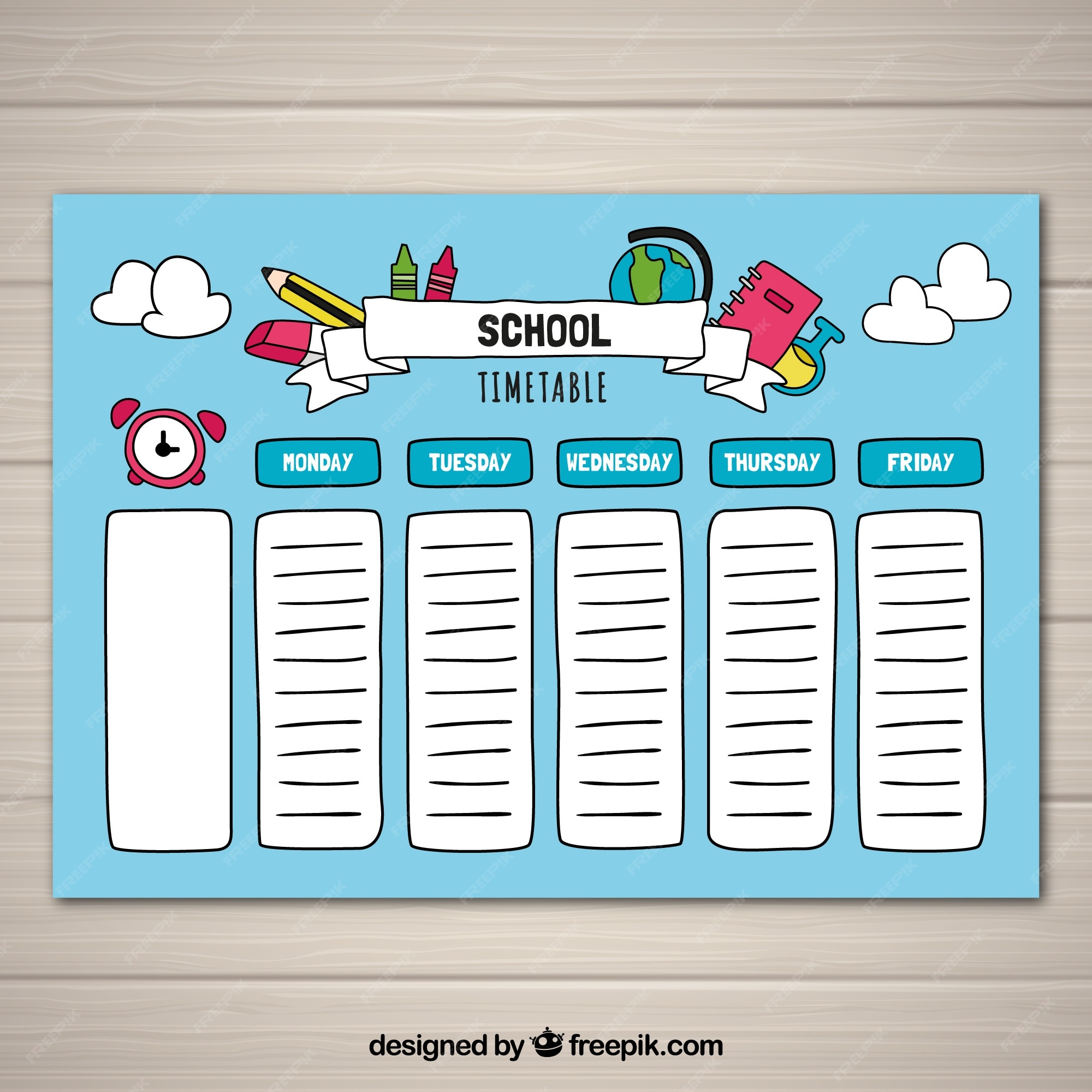 Free Vector | Hand drawn school timetable template