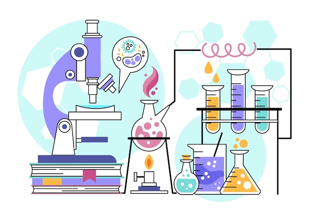 手描き科学実験室イラスト 無料のベクター