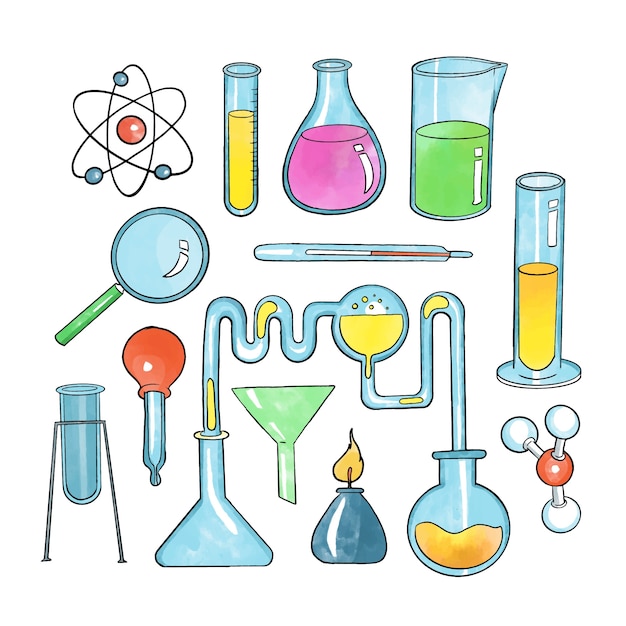 Free Vector | Hand drawn science lab objects set