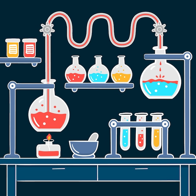 Hand drawn science lab | Free Vector