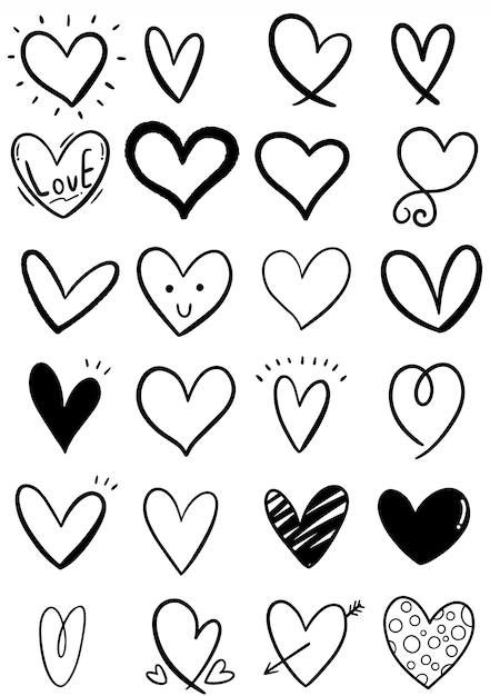 Premium Vector | Hand drawn scribble heart collection