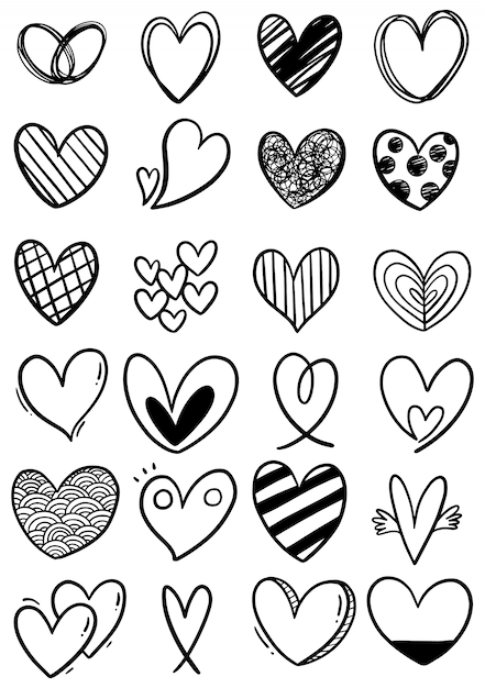 Download Hand drawn scribble hearts | Premium Vector