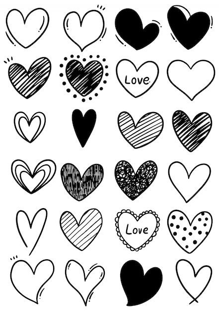 Download Hand drawn scribble hearts | Premium Vector