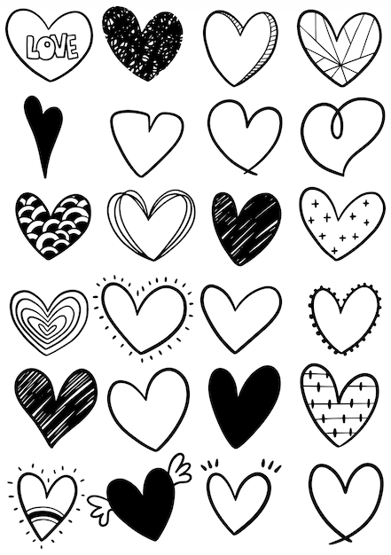 Premium Vector | Hand drawn scribble hearts