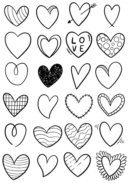 Premium Vector | Hand drawn scribble hearts