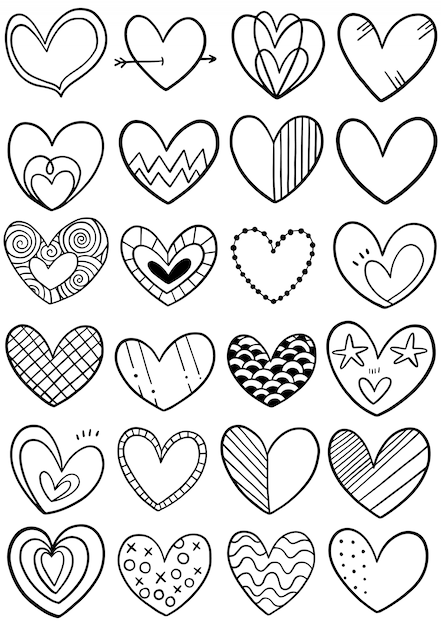 Download Hand drawn scribble hearts Vector | Premium Download