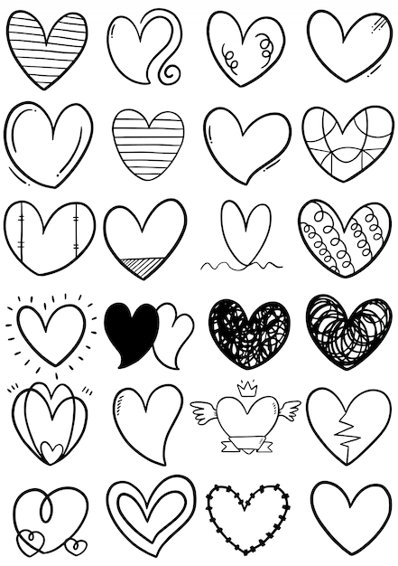 Download Hand drawn scribble hearts Vector | Premium Download