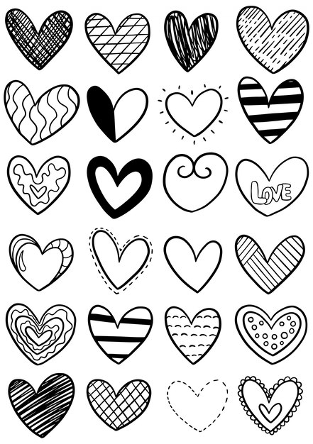 Download Hand drawn scribble hearts | Premium Vector