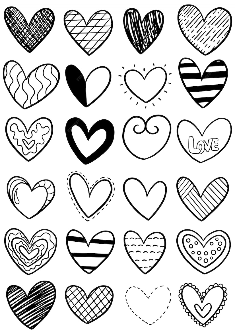 Premium Vector | Hand drawn scribble hearts