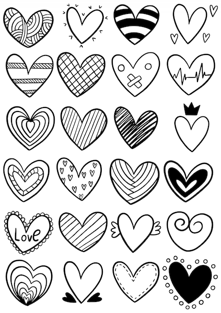 Download Hand drawn scribble hearts Vector | Premium Download