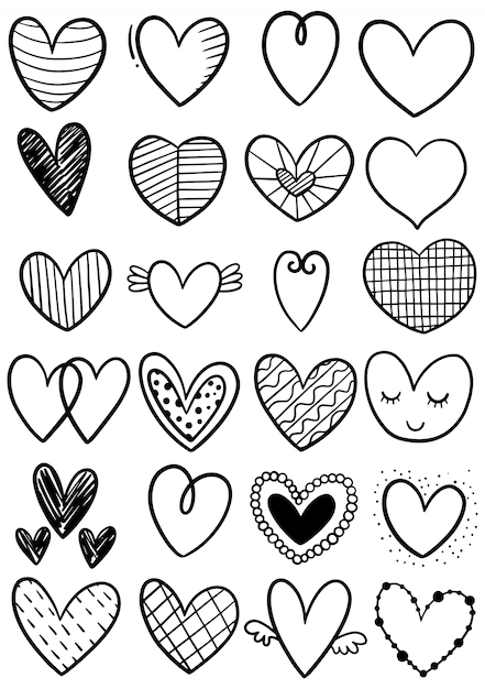 Hand drawn scribble hearts Vector | Premium Download