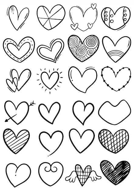 Download Hand drawn scribble hearts Vector | Premium Download