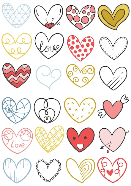 Download Premium Vector | Hand drawn scribble hearts