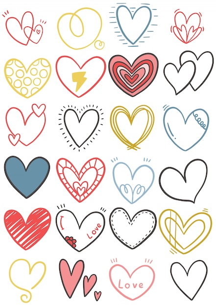 Download Hand drawn scribble hearts | Premium Vector