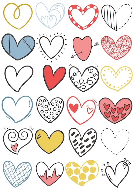 Download Hand drawn scribble hearts | Premium Vector