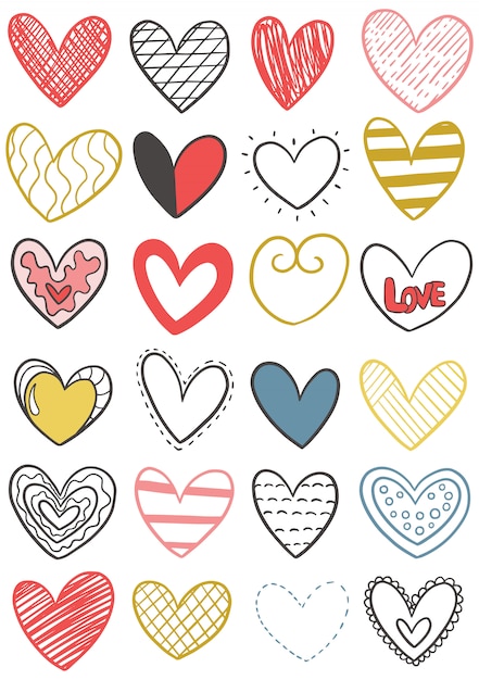 Hand drawn scribble hearts | Premium Vector