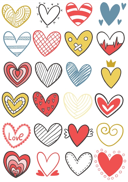 Download Hand drawn scribble hearts | Premium Vector