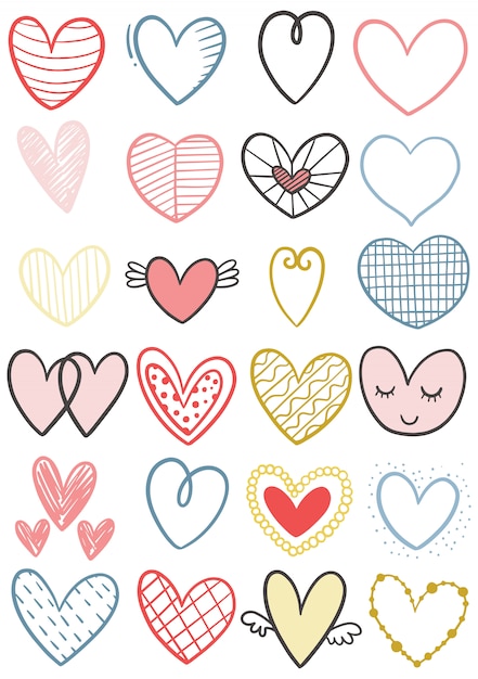 Download Hand drawn scribble hearts | Premium Vector