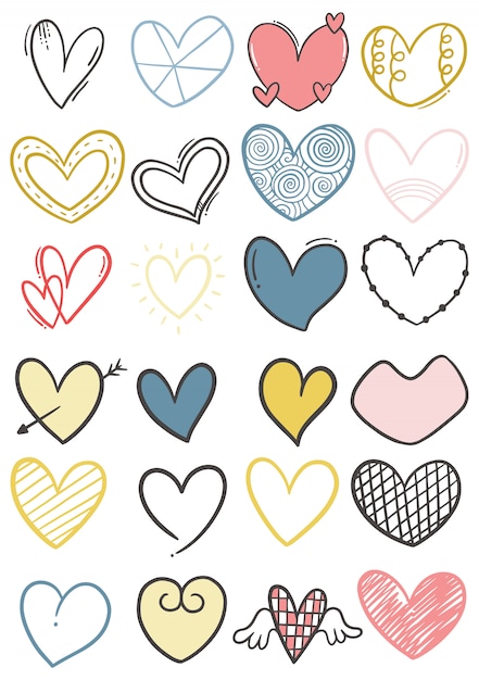 Download Hand drawn scribble hearts | Premium Vector