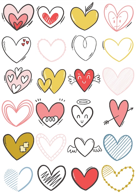 Download Hand drawn scribble hearts | Premium Vector