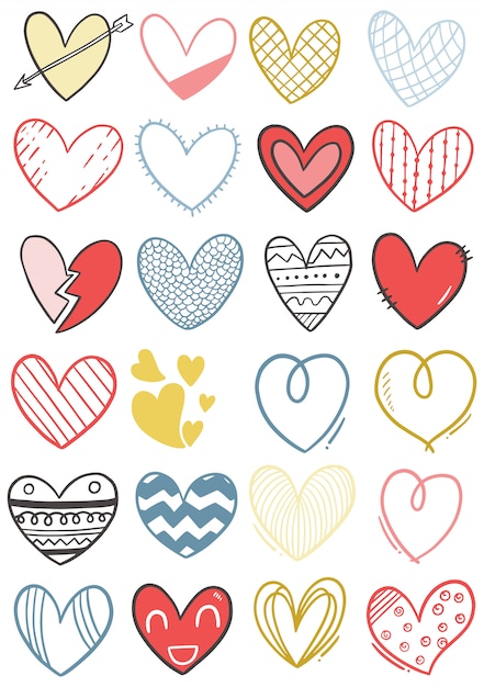 Download Hand drawn scribble hearts | Premium Vector